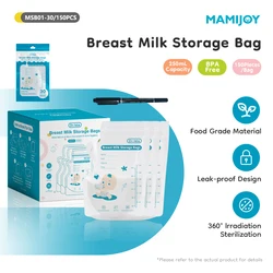 MAMIJOY 250ML Breast Milk Storage Bag 30/150PCS Two track Seal Independent Spout Design Milk Storage Bag BPA Free Gift Pen MSB01