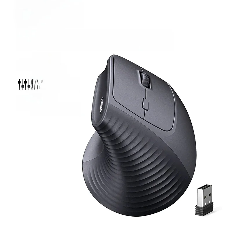 UGREEN pionowa mysz bezprzewodowa 2.4G ergonomiczna 4000 DPI 6 przycisków wyciszania dla MacBook Tablet laptopy komputer PC myszy czarny różowy — zdjęcie 2