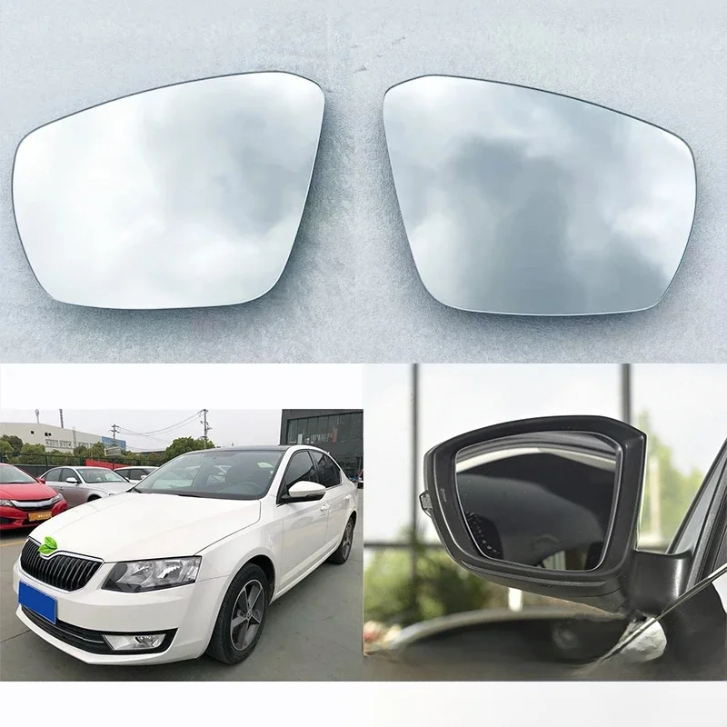 Dla Skoda Octavia 2015 2016 2017 Auto Akcesoria Samochodowe Lusterko boczne Soczewki Drzwi Skrzydło Lusterka wsteczne Szklana soczewka z ogrzewaniem — zdjęcie 2