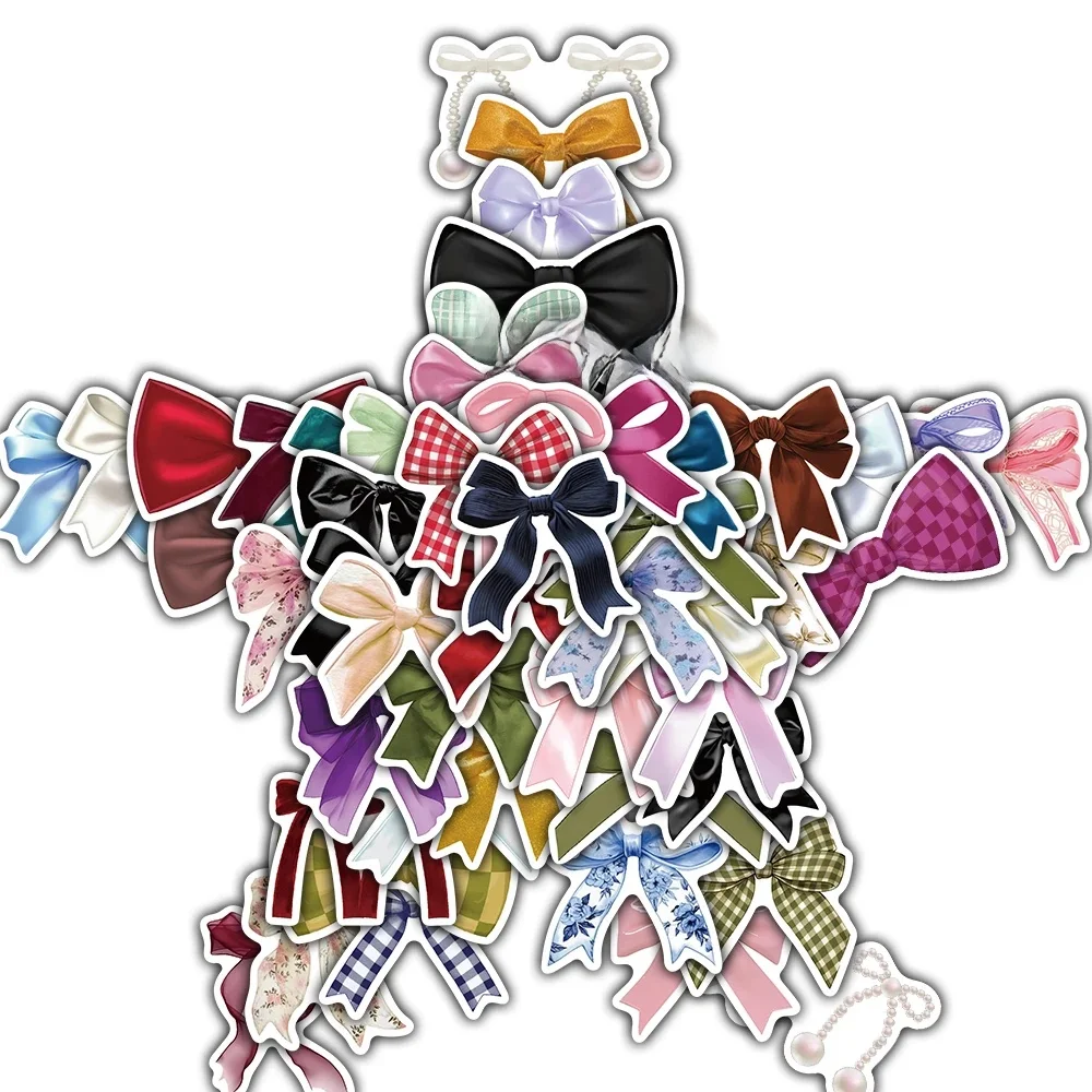 AliExpress NONE 50PCS Cute Bow Sticker Guitar Y2K Fashion Skateboard Wall Bar Cafe Living Phone Bicycle Guitar Waterproof Graffiti Stickers