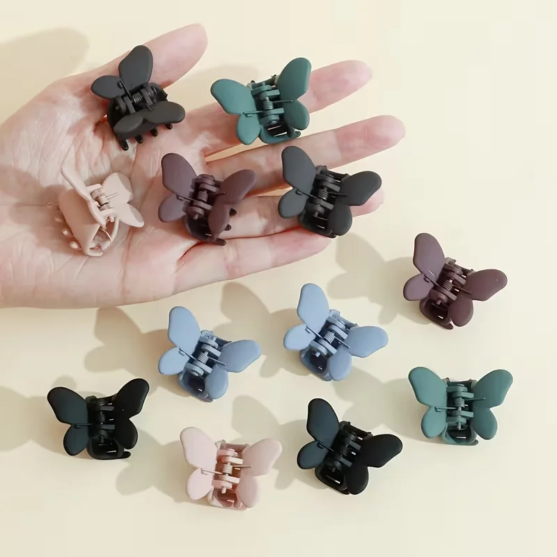 12 Stück Matte Mini-Schmetterlings-Haarklammern aus Kunststoff, Haarkrallen für Pferdeschwänze, Haaraccessoires – Detail 5