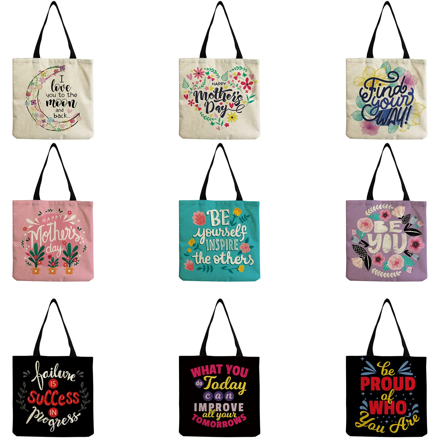 

Letter Of The Alphabet Floral Printed Women's Shoulder Bag Eco Friendly High Capacity Shopping Bag School Teacher Gift Handbags