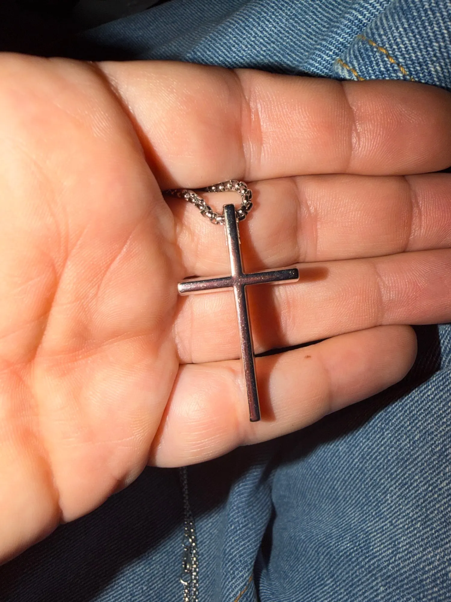 Hip Hop Trend Cross Pendant Necklace for Men Simple Punk Silver Color Titanium Steel Chain Versatile Street Jewelry Accessories photo review