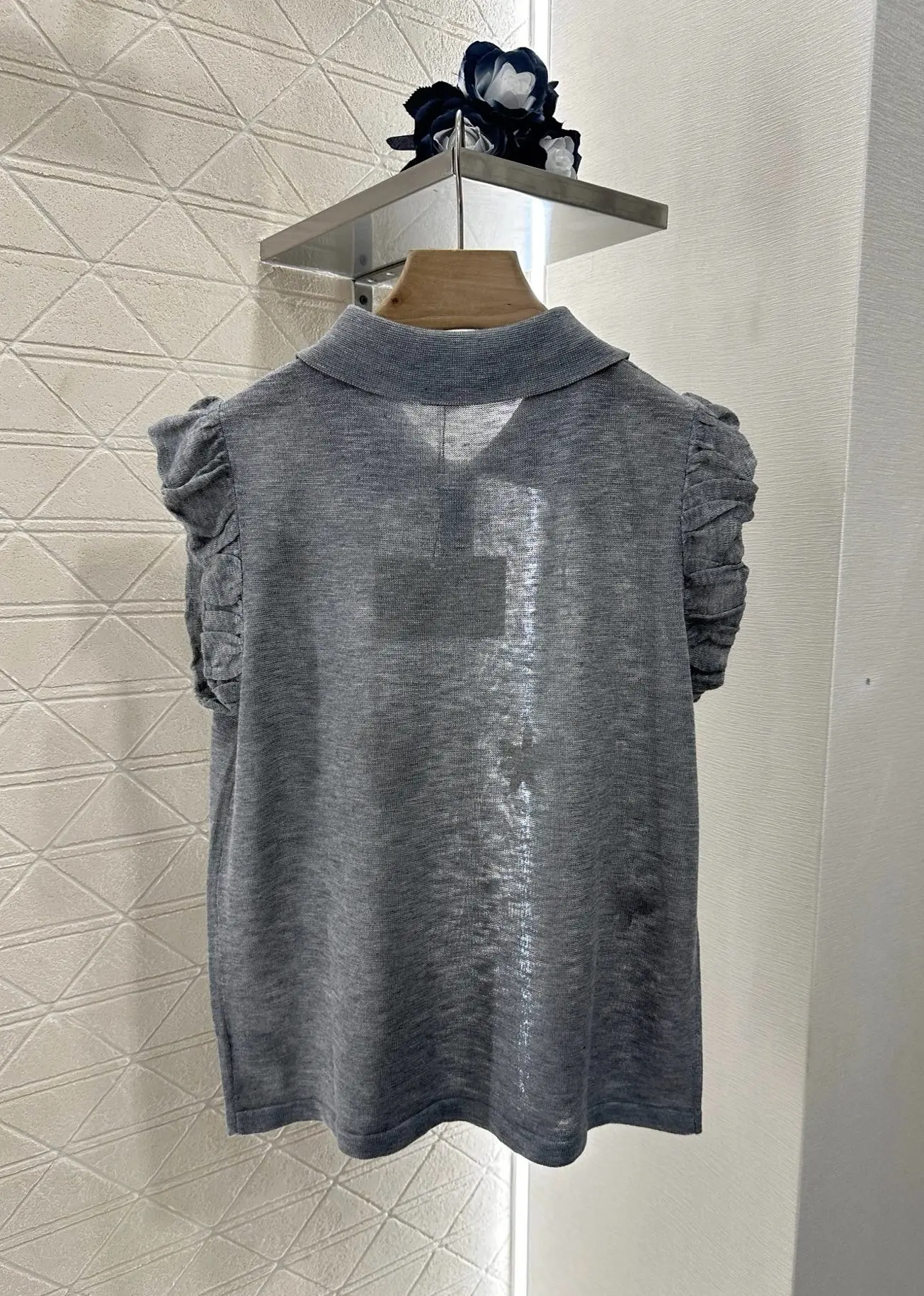 

2025 Summer Knitted Tank Top with Ear Fungus Cuffs Collar Linen Yarn Weaving Elastic Soft Colorful Pattern Cute WYY-250