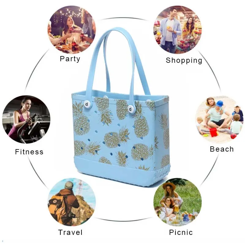 Bolso de mano extragrande de goma EVA para mujer, bolsa de hombro impermeable para playa, cesta de compras, bolsa de Picnic, XL