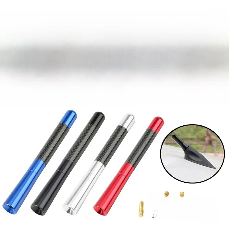 3.5cm/8cm/12cm Uniwersalna krótka antena samochodowa z włókna węglowego Czarna antena dachowa samochodu Antena radiowa FM/AM Metalowa antena odbiorcza — zdjęcie 2