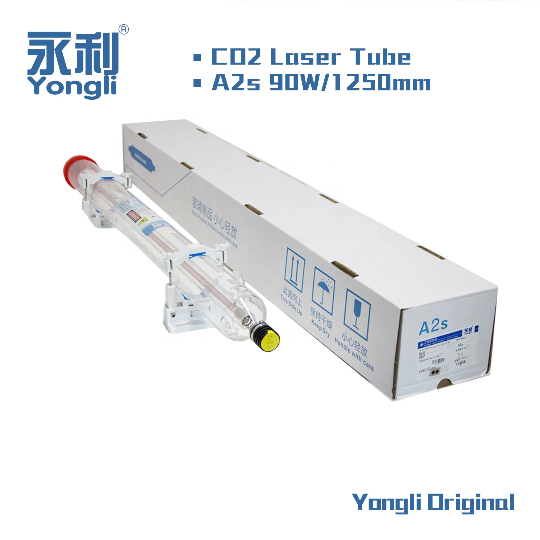 

Yongli 90 Вт CO2-лазерная трубка Максимальная мощность 100 Вт, длина 1250 мм, диаметр. 80 мм для станка для лазерной гравировки и резки CO2, номинальная мощность, трубка 90 Вт