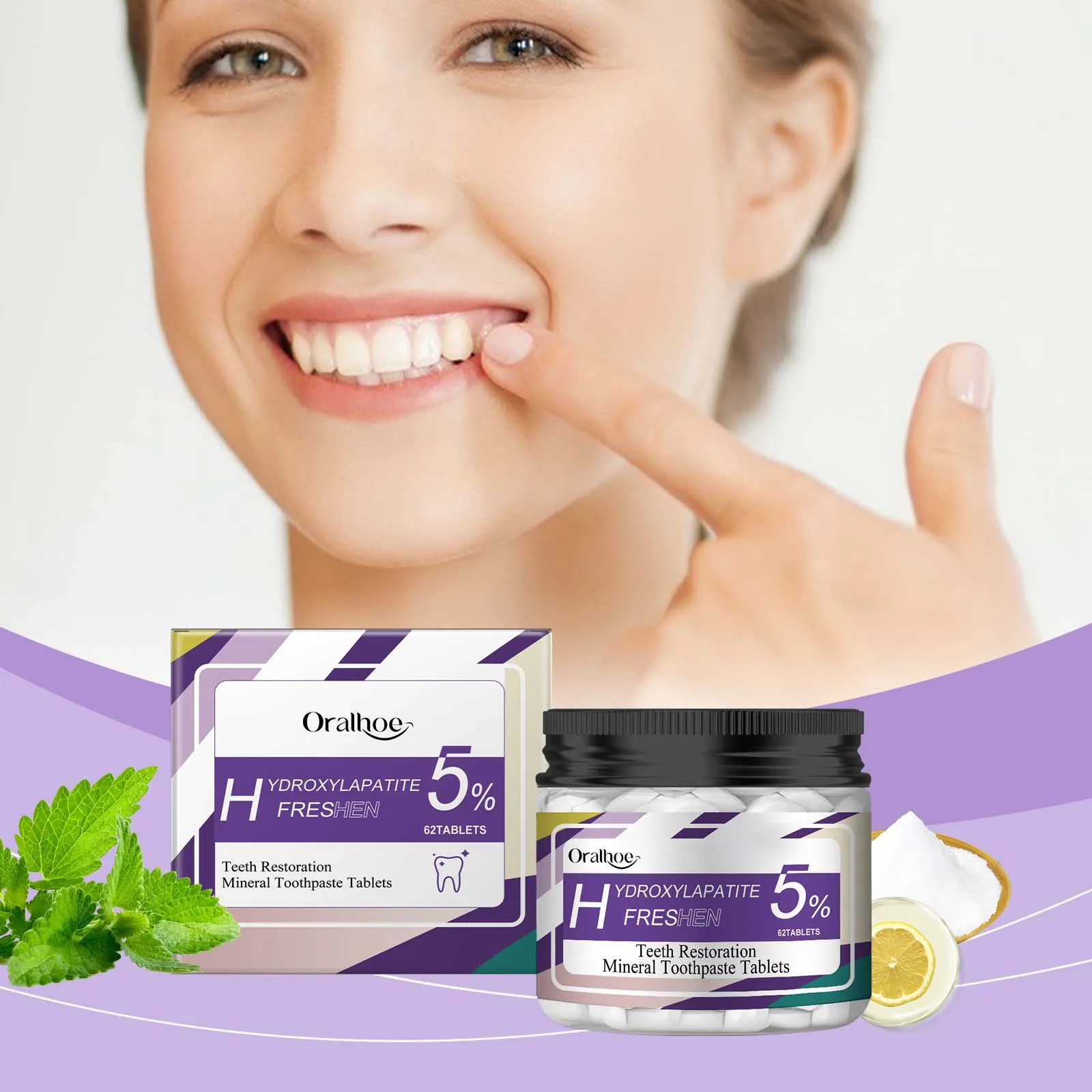 

Oralhoe Oral Mint Toothpaste Tablets Portable Mouthwash Granules Clean Toothpaste Tablets Stain Removal Fresh Breath Toothpaste