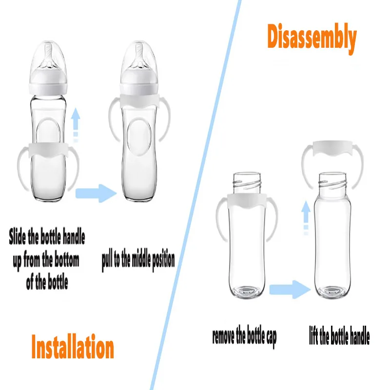 5pcs/set  Bottle Handle NEW Bottle Grip Handle For Avent Natural Wide Mouth PP Glass Feeding Baby Bottle Accessories