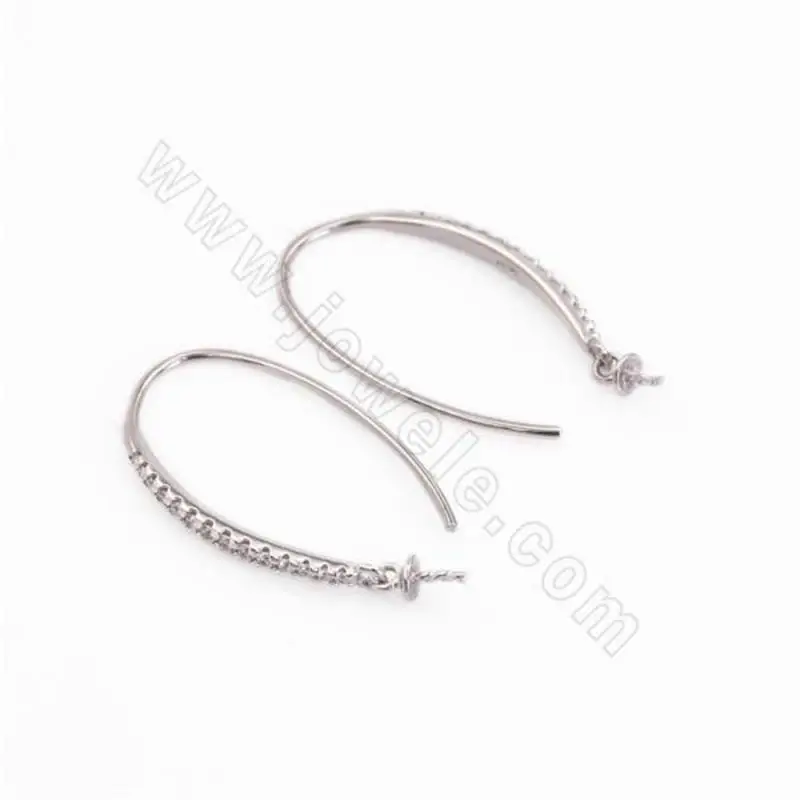 2pcs 925 Sterling Silver Dangle Earring Settings Findings 30x6mm Fit For Half-drilled Beads DIY Handmade