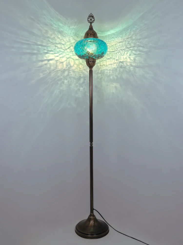 Turkish Floor Lamp Cracked Pattern Glass Standing Lights