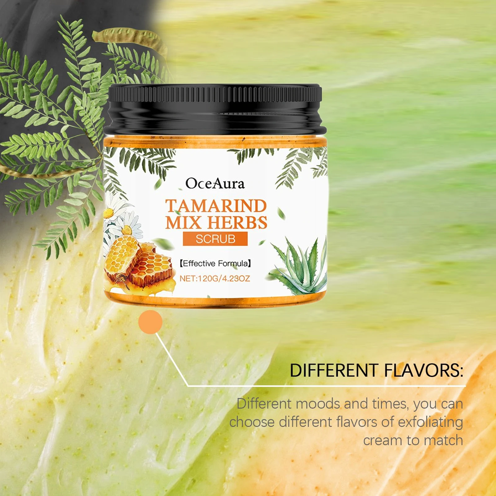 Oceaura 120g gommage corporel tamarind mélange herbes hydrater nettoyer la saleté nourrir toute la peau parfum durable gommage exfoliant corporel