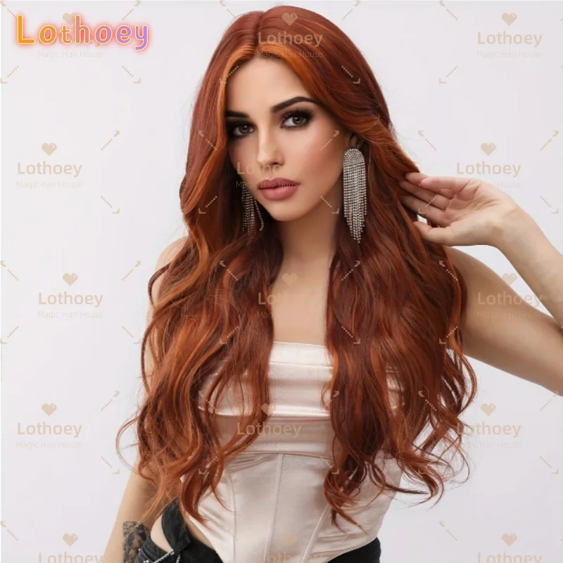 Long, Curly Bronze Highlights Lace Front Wig  Casual Style, Natural Look, Everyday Wear  Humen Hair Wig Cosplay