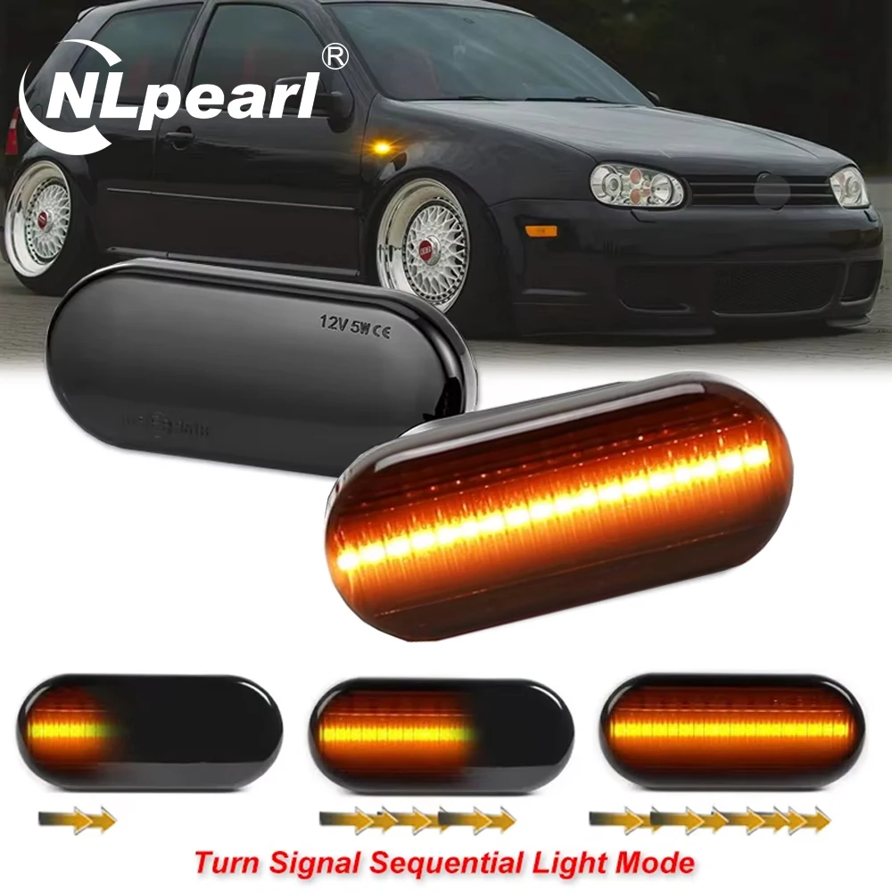 2pcs Dynamic Side Marker Turn Signal Sequential Blinker Light For VW Golf 3 4 MK3 MK4 Passat 3BG Polo 6N 9N Bora Vento