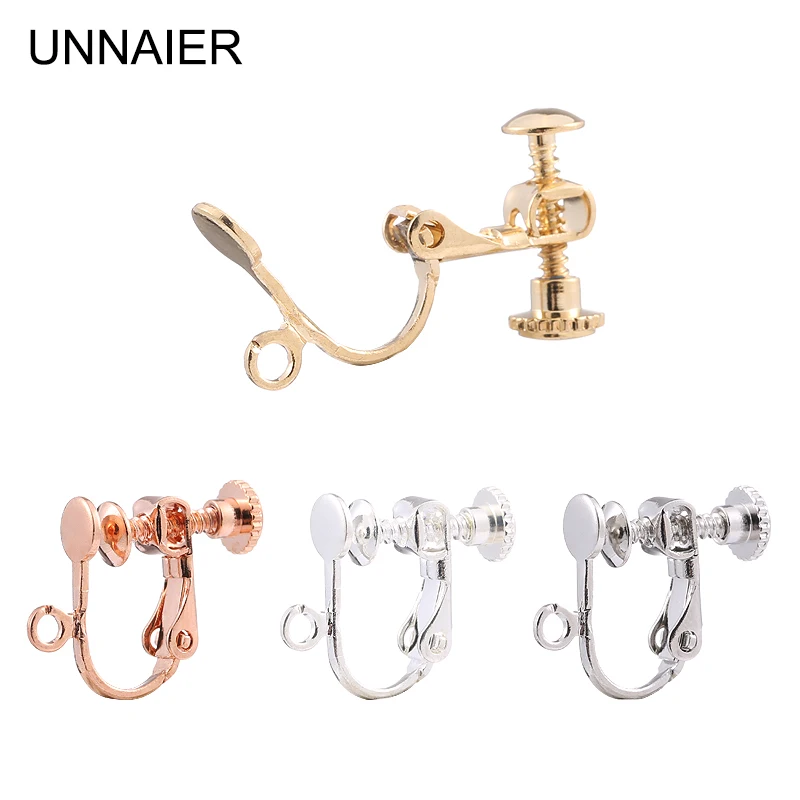 2/10 Pcs,UNNAIER Clip On Earrings For Women，Earring Findings For Diy Jewelry Making Accessories Materials，Copper