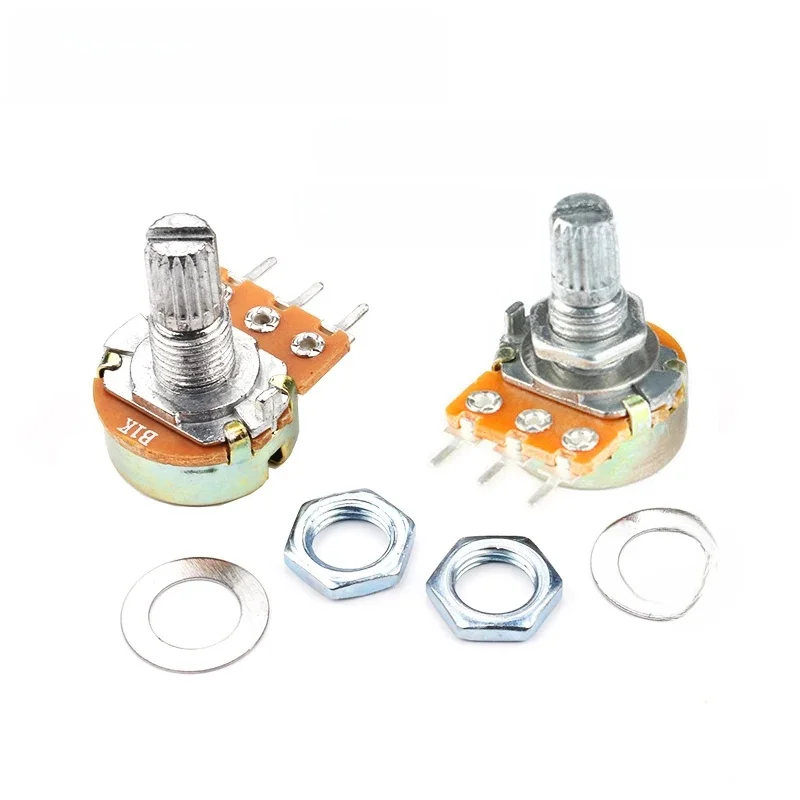 5 sztuk WH148 B1K B2K B5K B10K B20K B50K B100K B500K 3Pin 15mm wał wzmacniacz Dual Stereo potencjometr 1K 2K 5K 10K 50K 100K 500K — zdjęcie 2