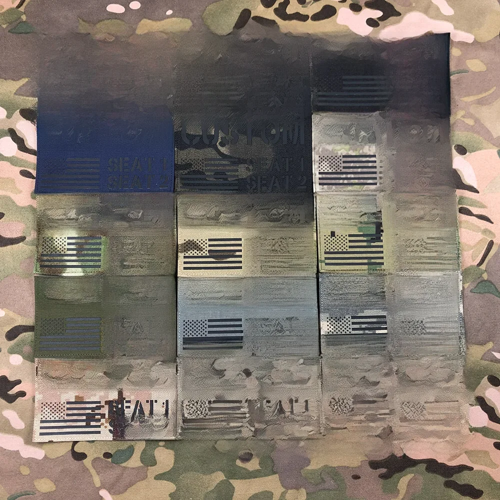 15 cm Logo personnalisé drapeau découpé au Laser IR IFF réflexion infrarouge dos Patch nom bandes lettres noires