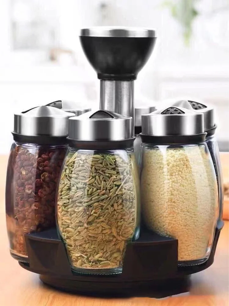 Spice Rack 6 glass swivel organizer seasoning