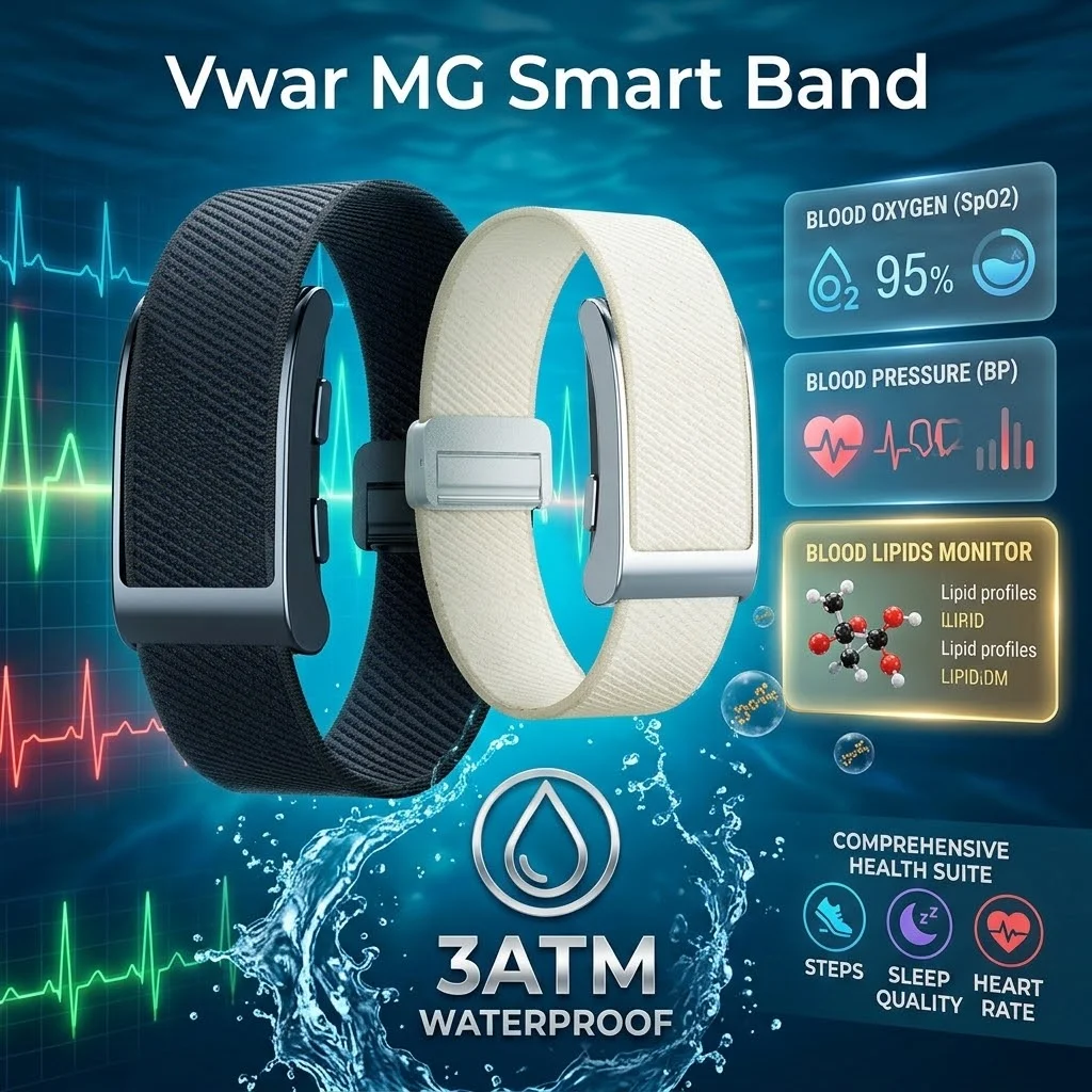 VWAR Screen-free Smart Band SOS Real Time GPS Blood Pressure Blood Oxygen Health Monitor Fitness Tracker Band For Men Women 2026