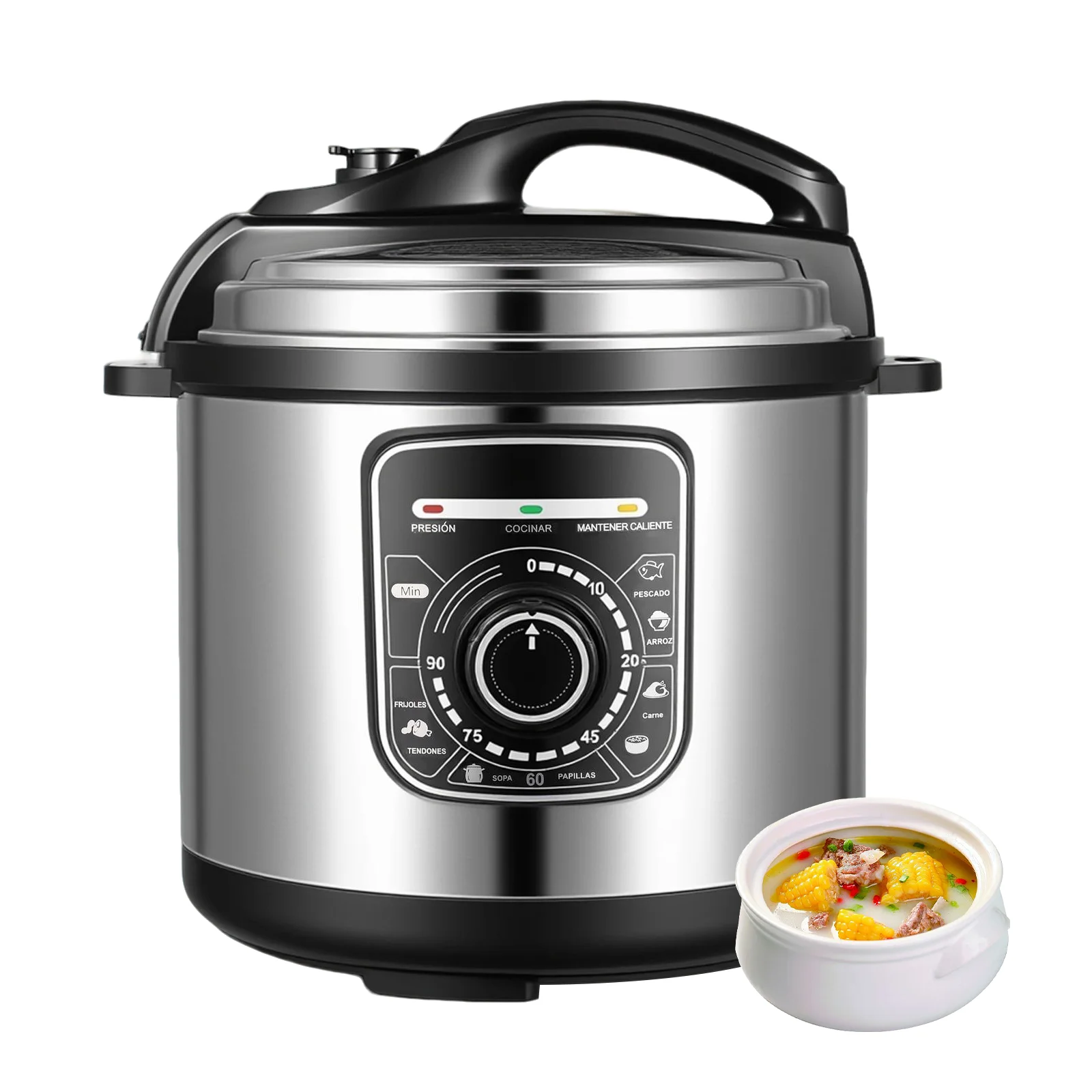 10-in-1-Elektro-Schnellkochtopf, 6 l, mit 24-Stunden-Reservierungsfunktion, Slow Cooker, Reiskocher, Wok, Kuchen, Joghurt usw., Schwarz