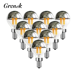 G45 Globe E14 lampada a Led specchio d'argento 4W lampadina a filamento a LED retrò E12 110V E27 bianco caldo 2700K illuminazione decorativa dimmerabile