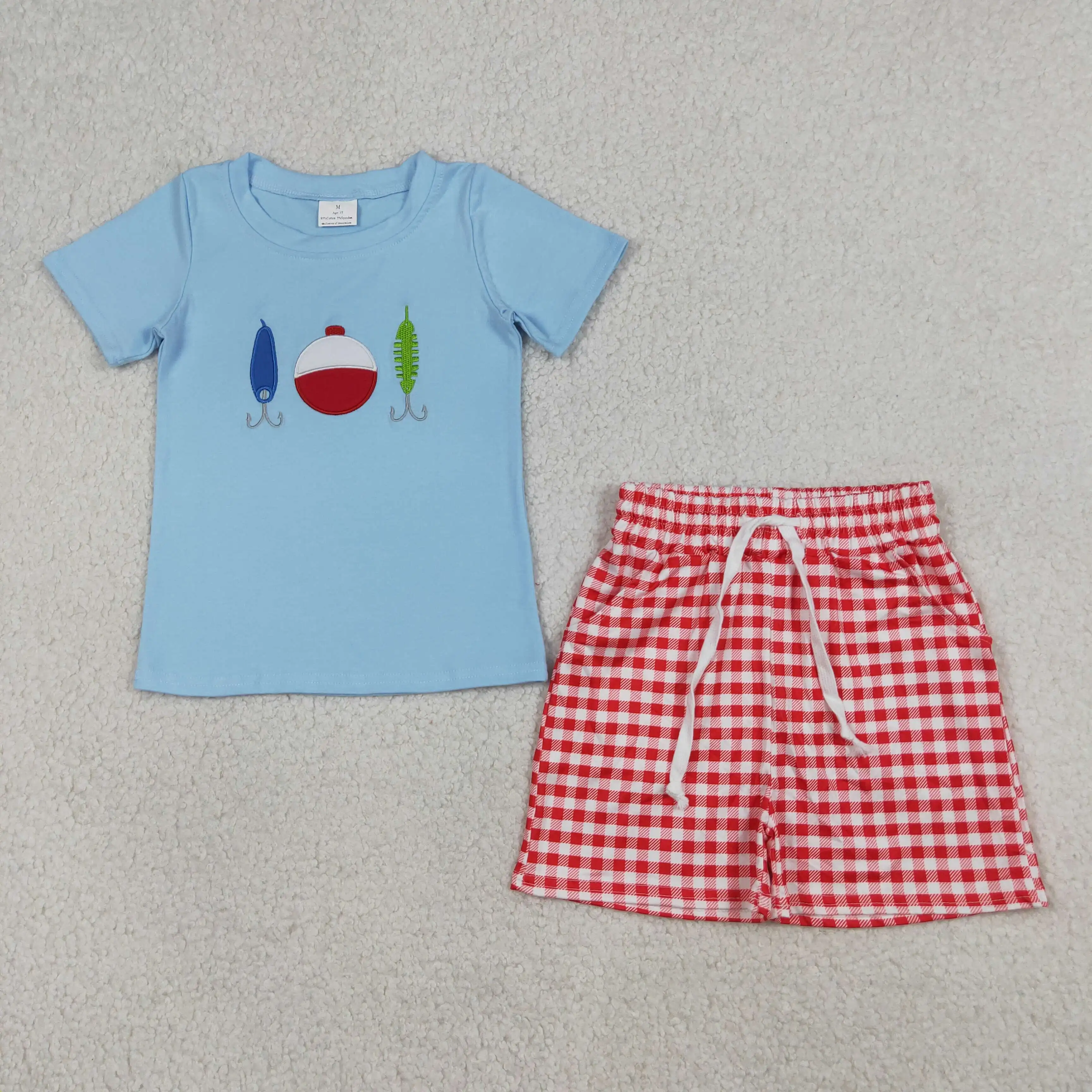 

BSSO1882 Baby Boys Navy Shirts Top Checked Pockets Shorts Clothes Sets Hot selling summer baby boys