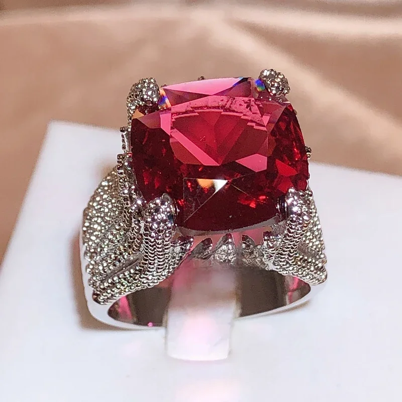 Classic Luxury Real Solid Silver Color Ring 3Ct AAA+ Zircon Wedding Jewelry Ring Engagement For Women Girls Gift — zdjęcie 2