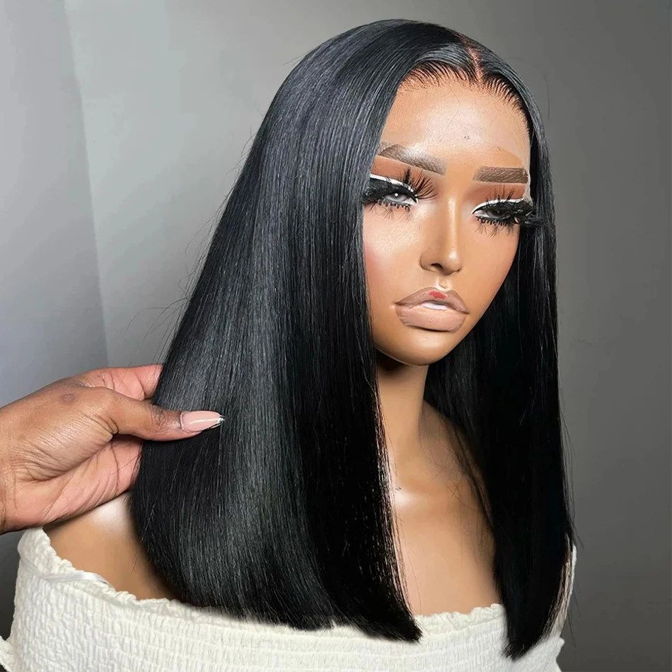 

Bone Straight Short Bob Wig Human Hair 13x4 Lace Front Human Hair Wigs Remy 4x4 Transparent Lace For Black Women 200% Density