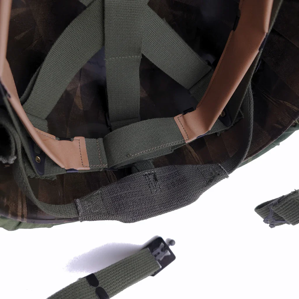 Replica US America M1 Steel Helmet with Woodland M81 camo cover, Handcrafted Vietnam War Headgear for Tactical Airsoft view 6