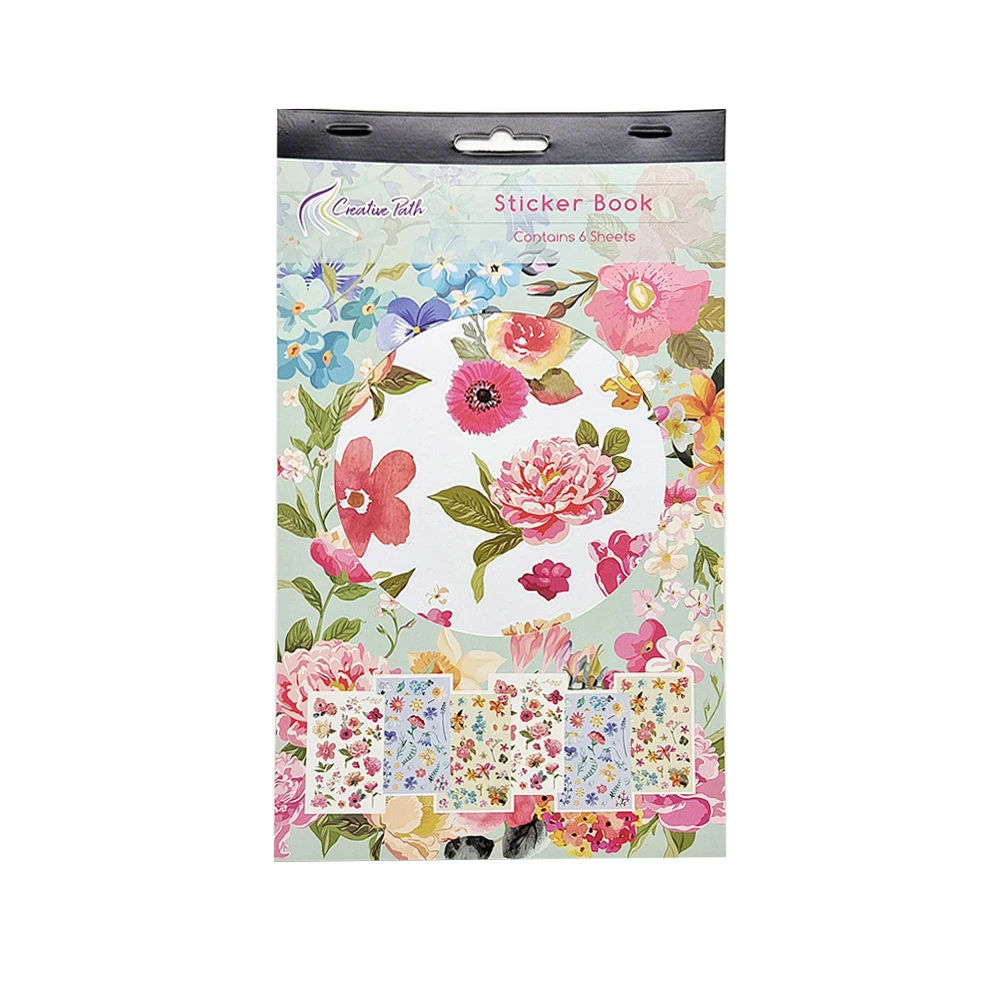 Creative Path A5 bloemstickerboek 6 vellen gekleurde bloemen decoratieve scrapbooking sticker voor journaling crafting kaarten maken