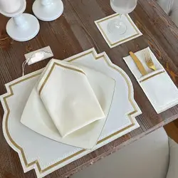 GRACEFUL GOLD DESIGN PLACEMAT SET - WATERPROOF FABRIC - 6 PERSONS - 24 PCS. FULL SET