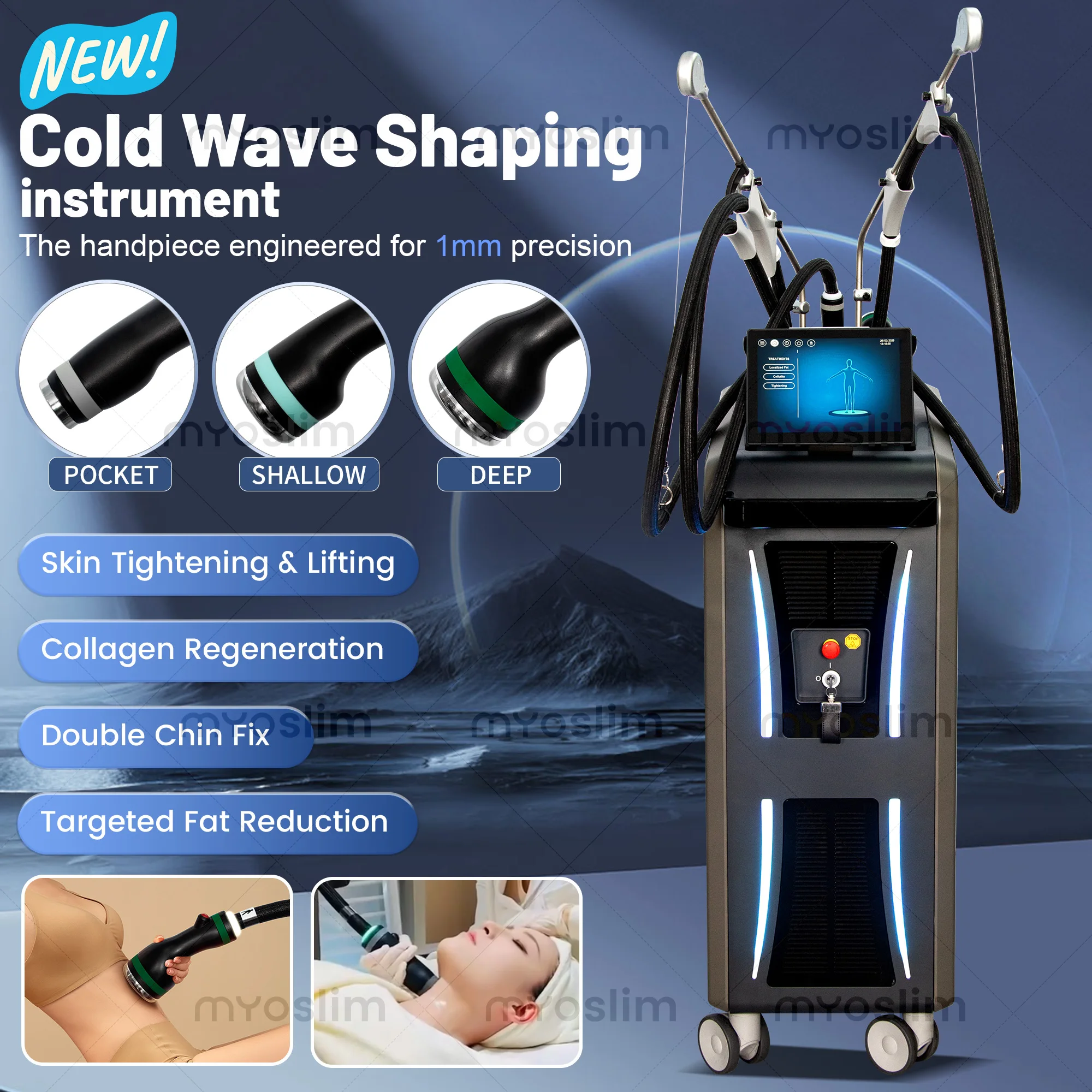 

RF 2.45 Ghz Cold Wave Shaping Body Slimming Machine Weight Loss Microwave Skin Tightening Cellulite Reduction Belly Fat Burner