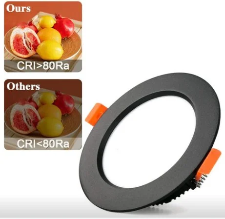 Embedded LED downlight, black, pack of 5, suitable for living rooms, bedrooms, dining rooms, studies, etc.