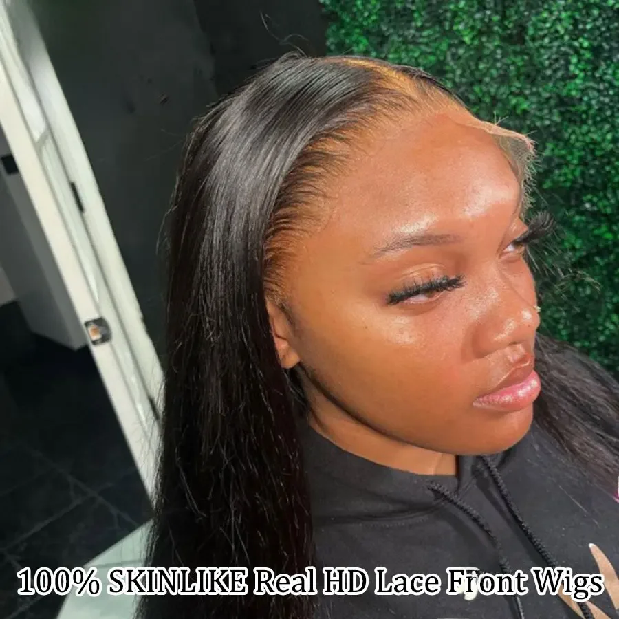 Eva HD Full Frontal Perücken Glatt mit Hautähnlichem Effekt 13x6 HD Lace Front Echthaar Perücken Jungfrauenhaar Vorgezupft Bye Knots HD Lace Perücken