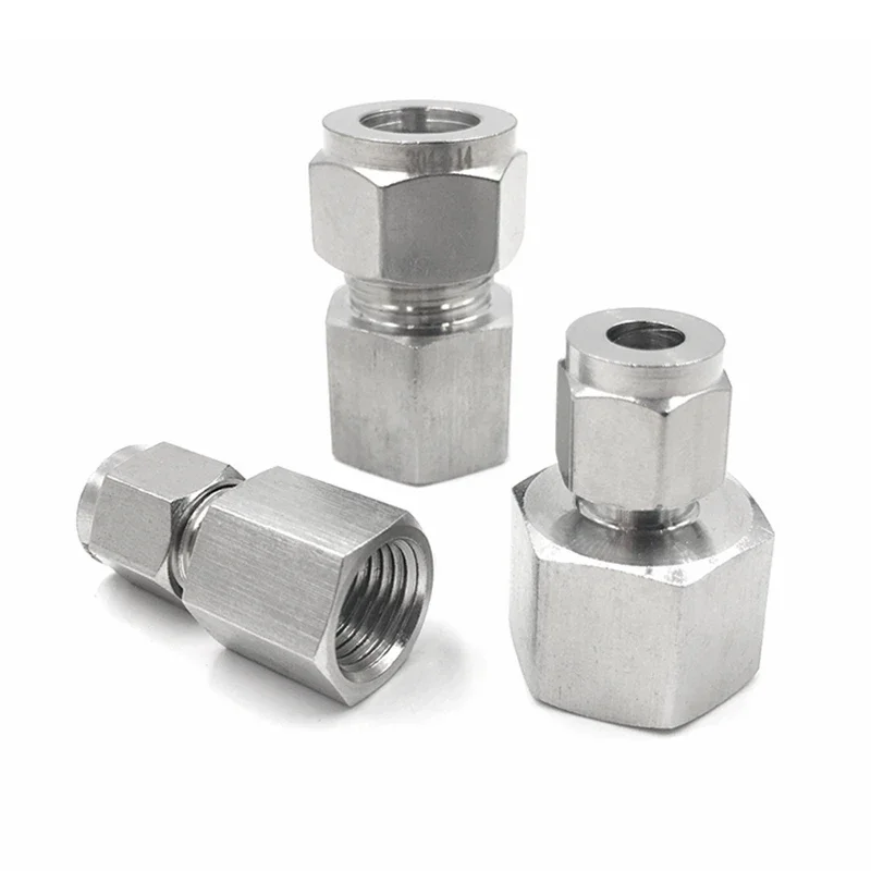 1/4 "1/2" BSP Npt x 8mm 10mm 12mm 1/4 1/2 OD Buis Dubbele beentje Compressie Fitting Connector Rvs 304 - afbeelding 2