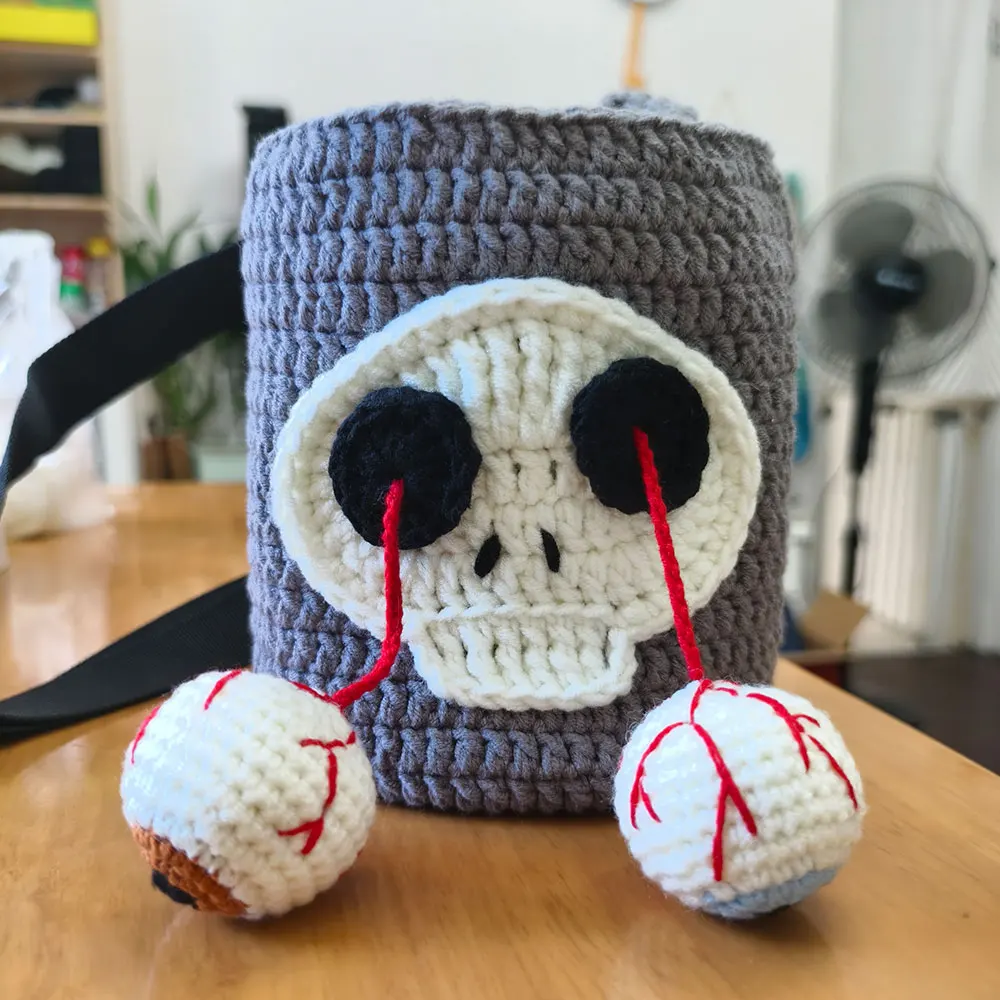 Funny Skull Handmade Chalk Bag for Climbing Rock Magnesium Powder Bag for Climbing Rock