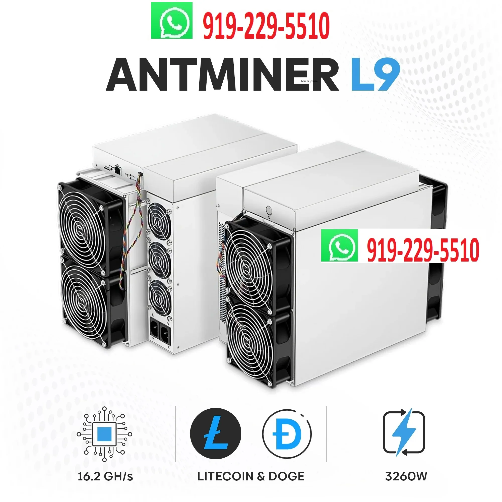 

GOOD DEAL BUY 4 GET 2 FREE BITMAIN Antminer L9 16G 3360W Litecoin Miner L9 Mining