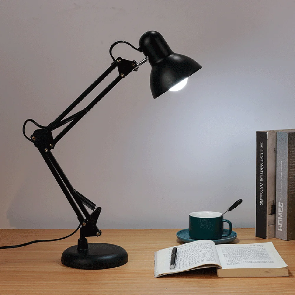 E27 Desktop  LED Desk Lamp Eye Protection Night Light Adjustable clip-On Study  Flexible Folding Bedroom Reading Lamp