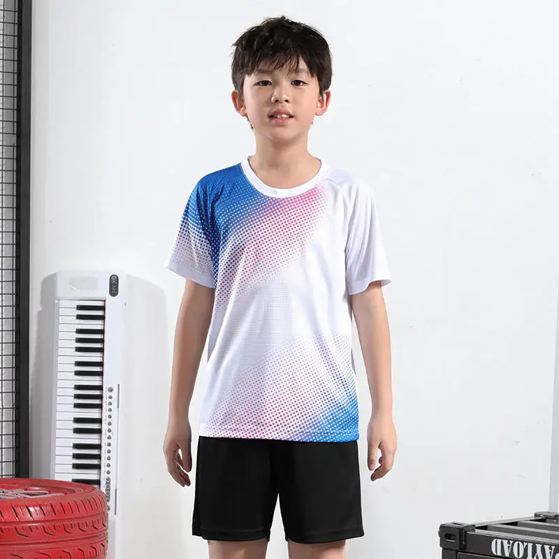 Children Tennis Badminton Uniform 2024 Sets Quick Dry Short Sleeve Print Kid Child Girl Boy Ping Pong Table Tennis Clothes Suit