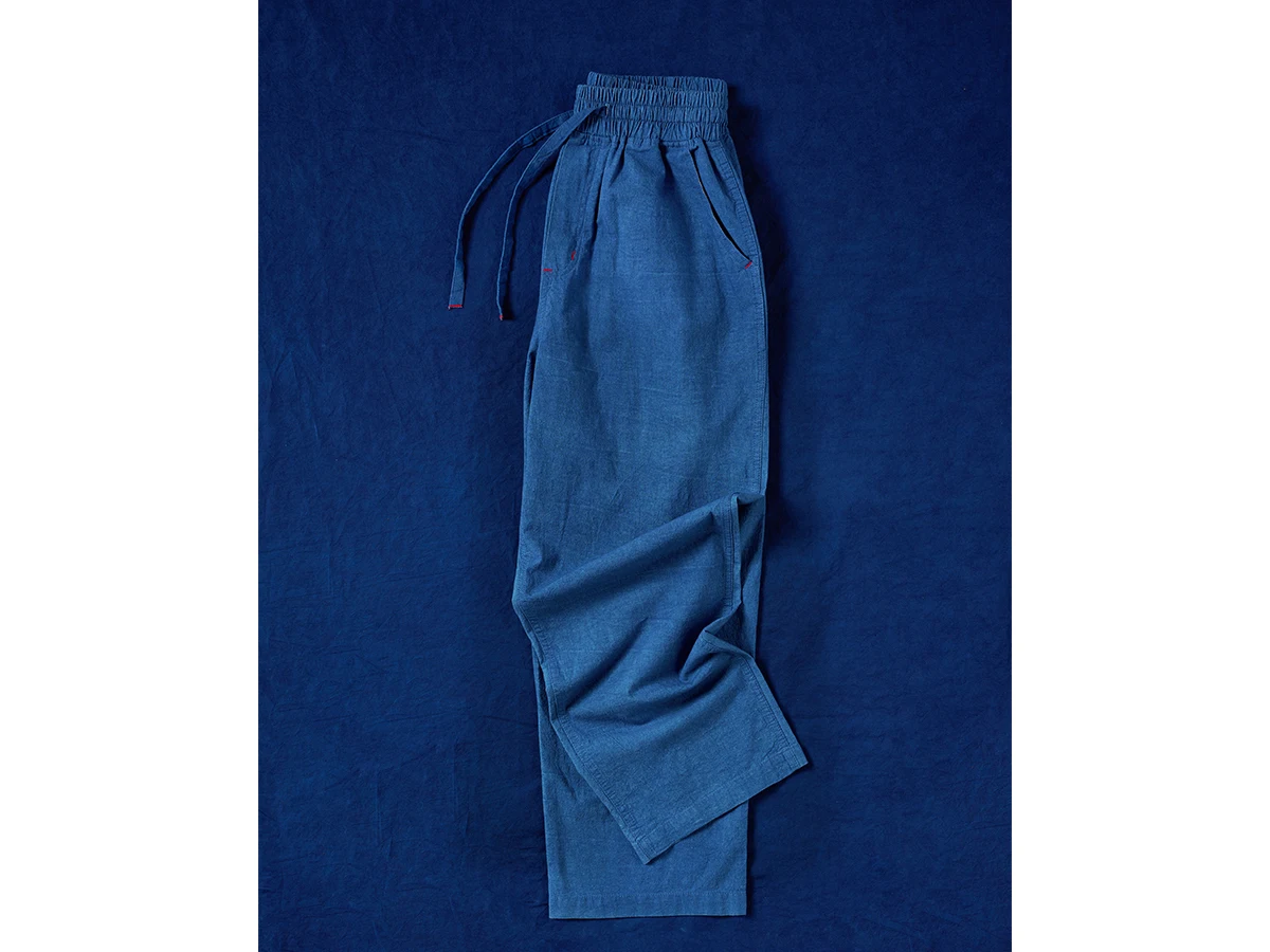 Vintage Indigo casual Pants Men's Loose Wide-Leg Pants Pure Cotton Lace-up Tapered Pants Four Seasons Blue Pants