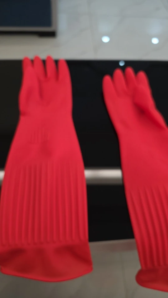 1Pair Lengthen Dishwashing Cleaning Silicone Gloves Rubber Dish Washing Glove Scrubber for Household Kitchen Clean Tool photo review