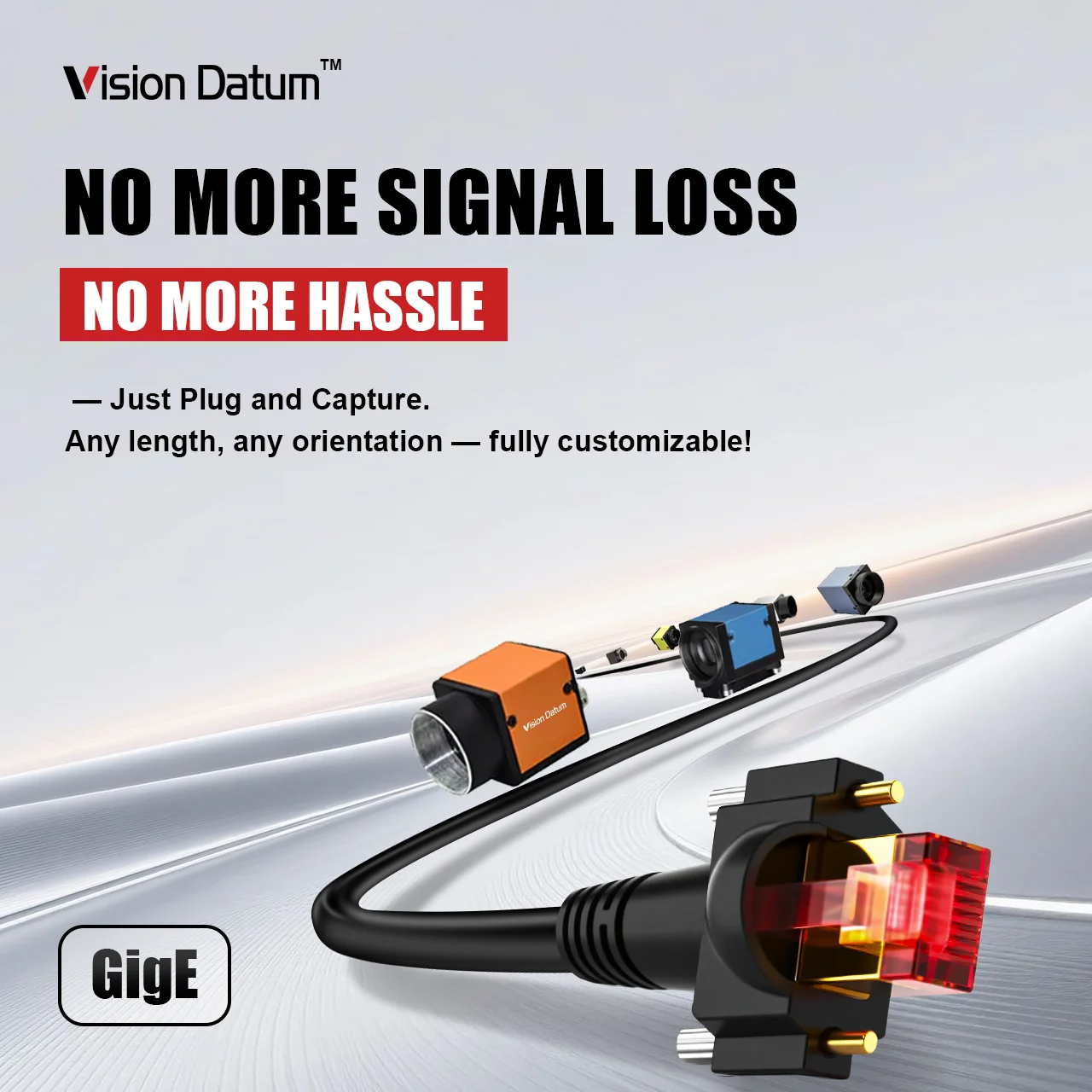

Good Quality RJ45 with locking stud 10M GigE Cables High Flexibility Camera Data Cable