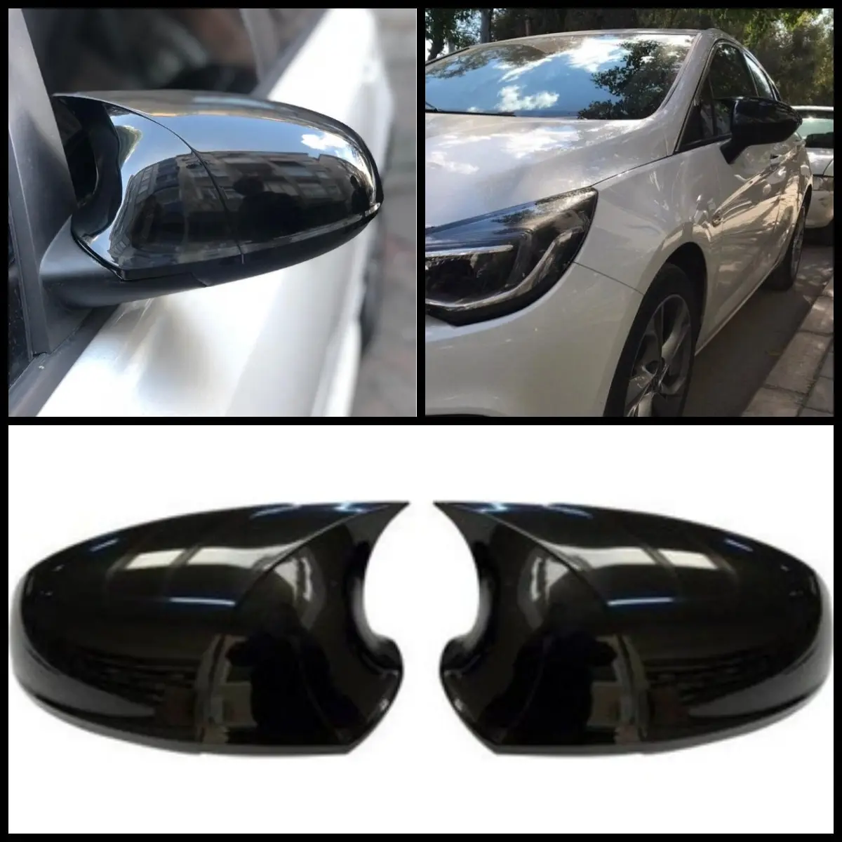 2 Pieces Rearview Mirror Cover Side Wing RearView Mirror Case Cover Glossy Black Car Shields Exterior Parts For Opel Astra K