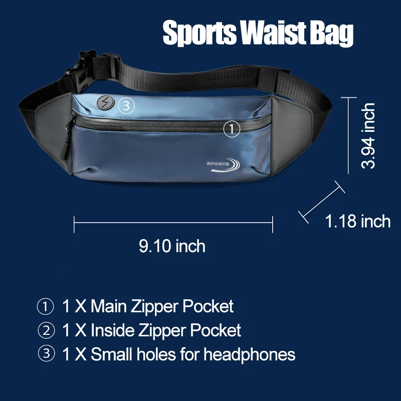 Sports Waist Pack Waterproof Brand Gym Waist Bag Lightweight Adjustable Belt Pouch Unisex, Men's Sling Bag Chest Sack Elastic