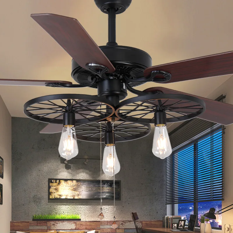 Birdcage Industrial Fan Lamp Light Wheel Fans Ceiling Chandelier With Remote Control 220 V Kitchen Cafe Living Dining Room Bar