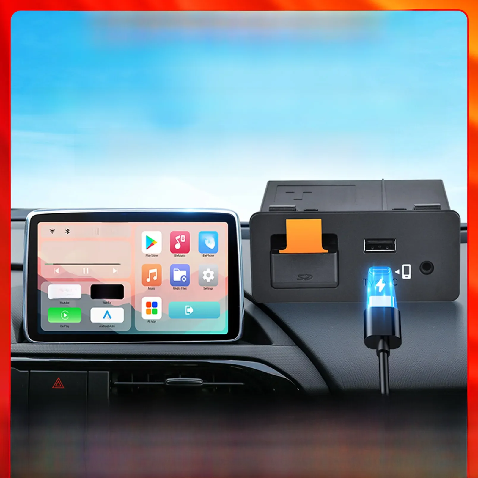 Typ-C Schnell ladung Carplay Android Auto Wireless verbunden Uhr Youtube Netflix Videos für Mazda 2