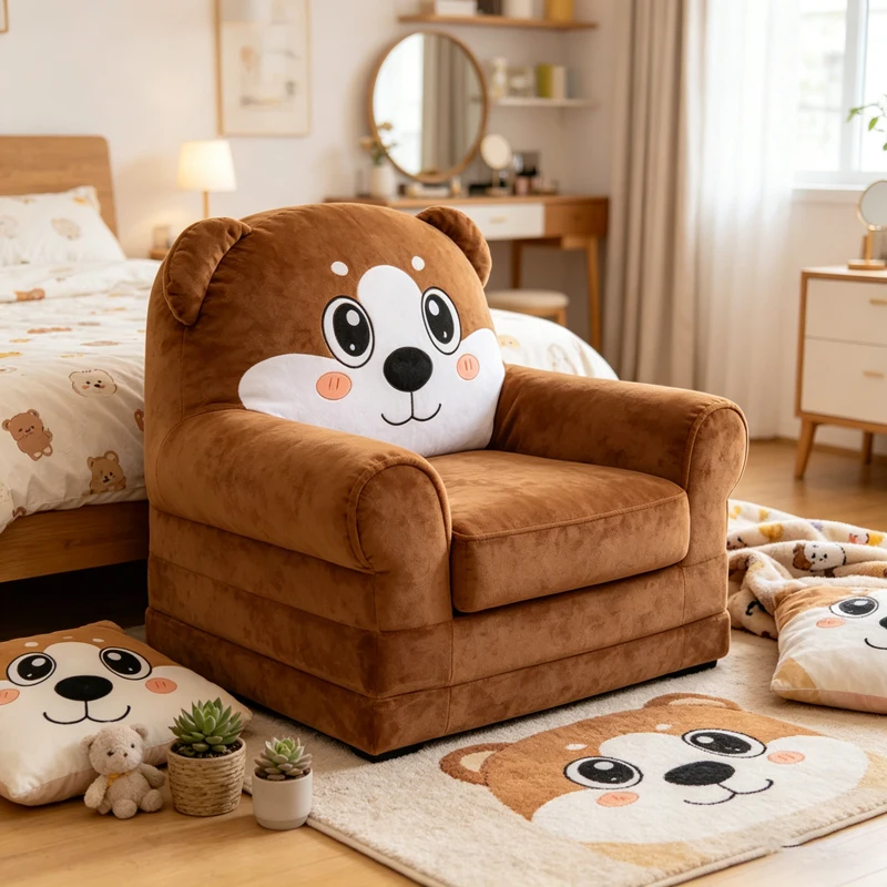 漫画のぬいぐるみ子供用折りたたみソファ幼稚園ベビーシートスツール付き男の子女の子用レイジーリクライニングチェア洗える子供部屋用シンプルモ