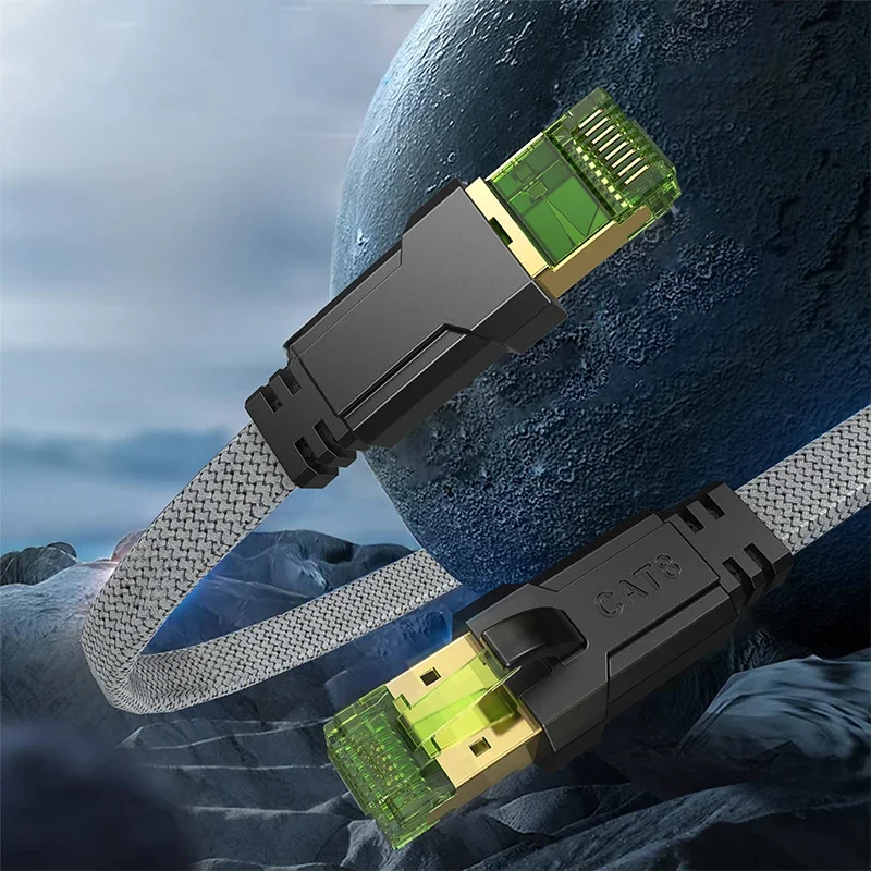 CYANMI Cat8 Ethernet Cable STTP 40Gbps 2000MHz Cat 8 RJ45 Network Lan Patch Cord for Router Modem Internet RJ 45 Ethernet Cable