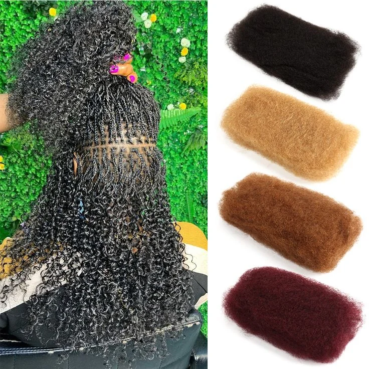 Trenzas bohemias de ganchillo a granel, cabello Remy brasileño Afro rizado, cabello humano a granel para trenzar, 1 paquete, 50 g/unidad, 100% cabello humano