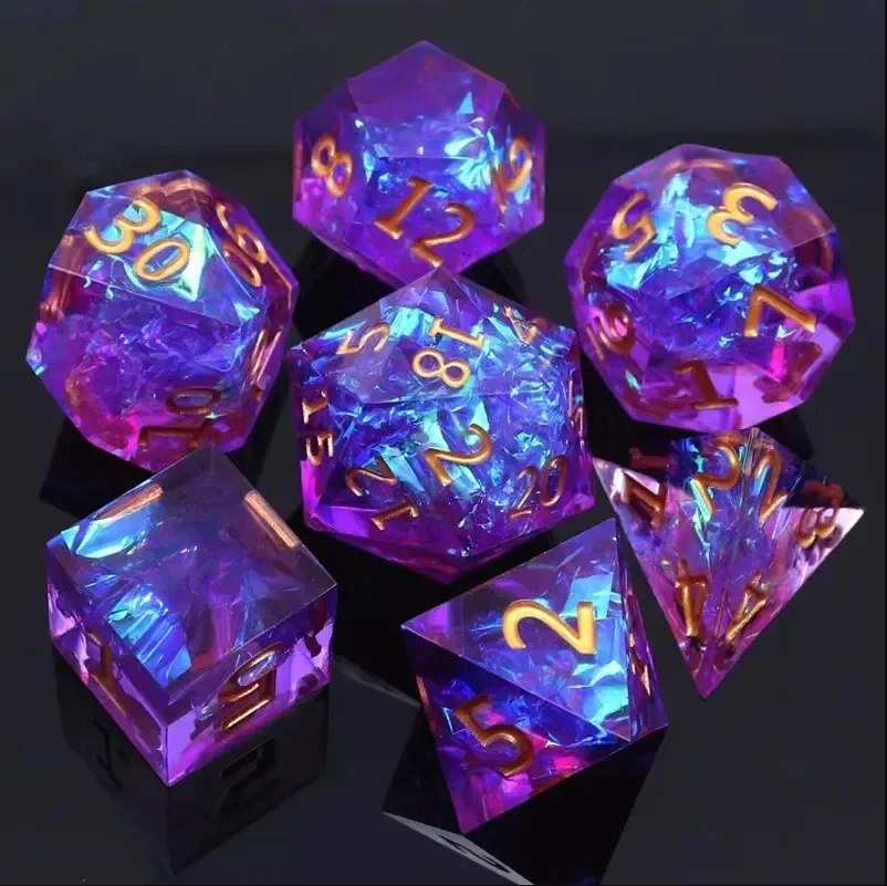 Jeu de dés en résine multi-formes, moule polyèdre pointu, jeu de rôle coloré, jouet de Table, jeu de société pour enfants et adultes, décoration de maison, 7 pièces